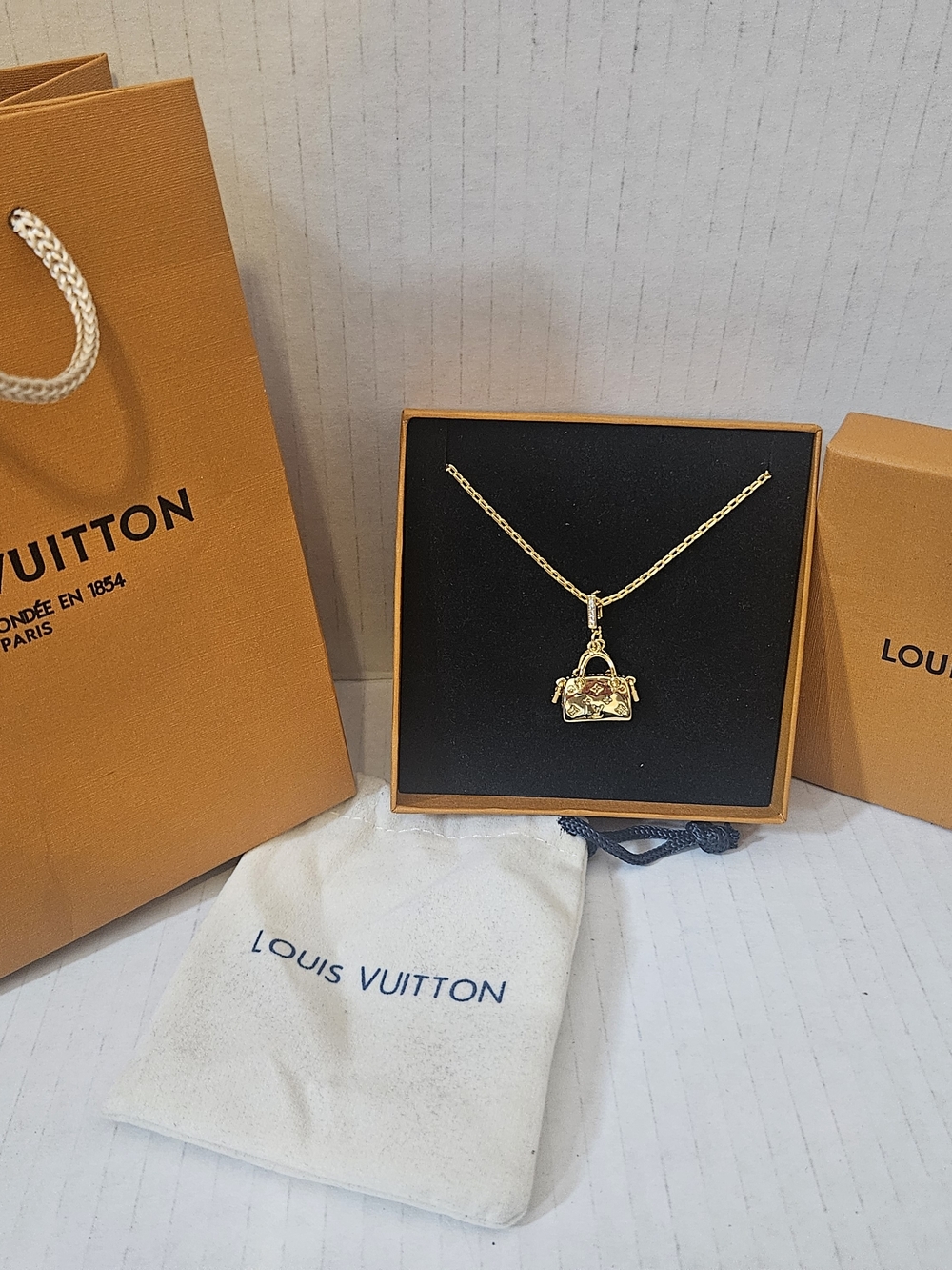 Gold-Tone Handbag Charm Necklace